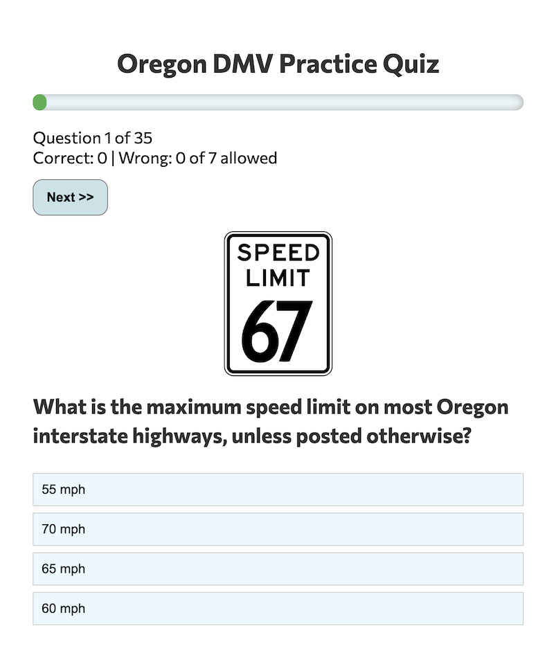 DMV Practice Quiz